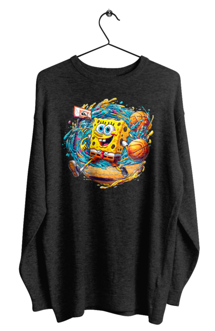 Світшот чоловічий з принтом "Губка Боб". Spongebob, баскетбол, губка боб, м`яч, мультик, мультсеріал, спанч боб, спорт. 2070702