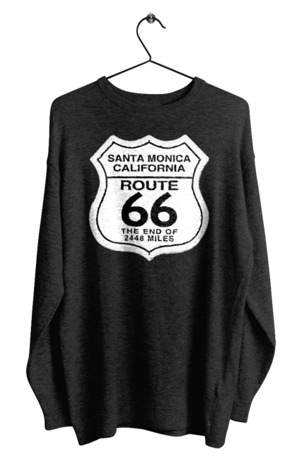 Men`s sweatshirt with prints Route 66. Bike, biker, biker club, bikers club, brother, brutal, dude, hot asphalt, hot horse, hot rod, motorcycle, motorcyclist, real man, road 50, road 66, road 80, roads of america, roads of ukraine, roads we choose, speed, take, thirst for speed. 2070702