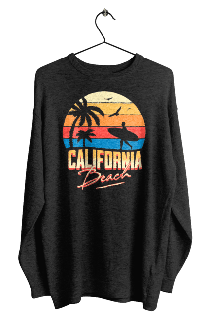 Світшот чоловічий з принтом "Каліфорнія Пляж Ретро Сонце". Відпочинок, відпустка, каліфорнія, літо, море, пляж, серфінг, сонце. futbolka.stylus.ua