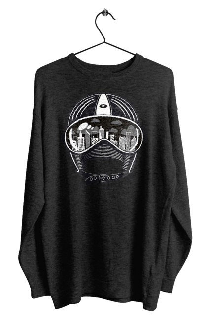 Men`s sweatshirt with prints Helmet And City. City, helmet, speed. 2070702