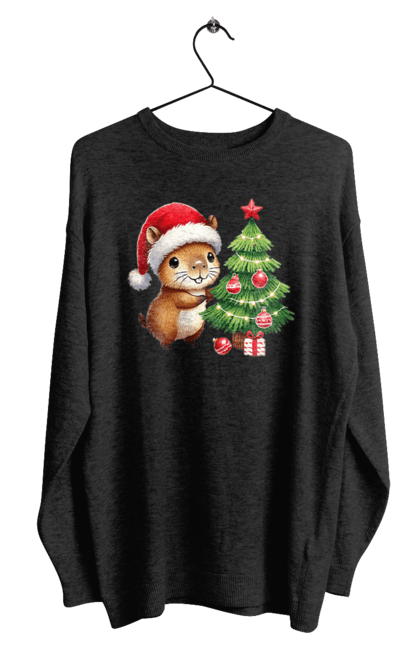 Men's sweatshirt with prints Christmas Capybara with a Tree. Animal, capybara, christmas, christmas capybara, christmas tree, gift, holiday, new year, new year`s gift, santa. 2070702