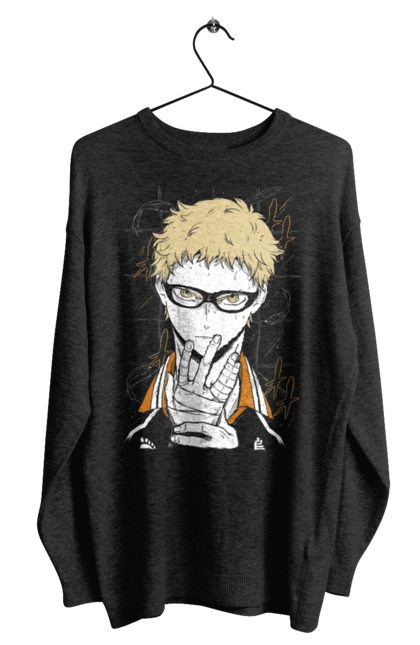 Men's sweatshirt with prints Haikyu!! Kei Tsukishima. Anime, haikyu, kei tsukishima, manga, sports anime, tsukishima, volleyball. 2070702