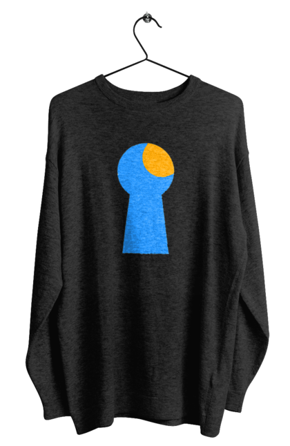 Світшот чоловічий з принтом "Замочная скважина". Відчини двері, двері, замок, ключ, свердловина, світло крізь, цікавість, щілина. 2070702