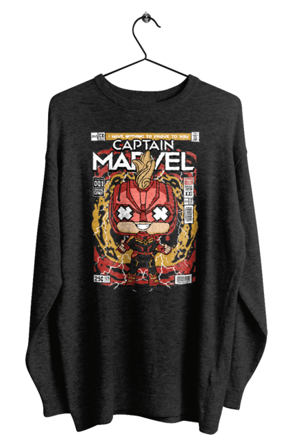 Світшот чоловічий з принтом "Captain Marvel". Герой, дивуватися, капітан, капітан марвел, комікси, месники. Funkotee