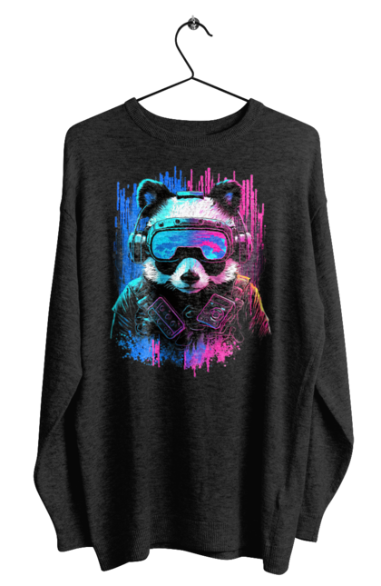 Світшот чоловічий з принтом "Панда в VR шолом". Віртуальна реальність, гік, панда, персонаж, шолом. 2070702