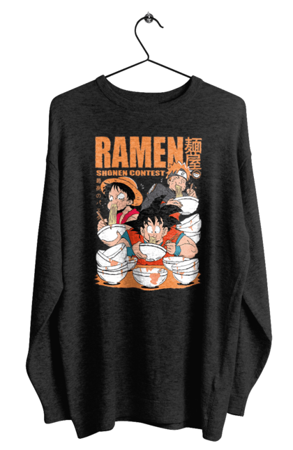 Men's sweatshirt with prints Ramen. Anime, characters, food, goku, luffy, manga, naruto, ramen. 2070702