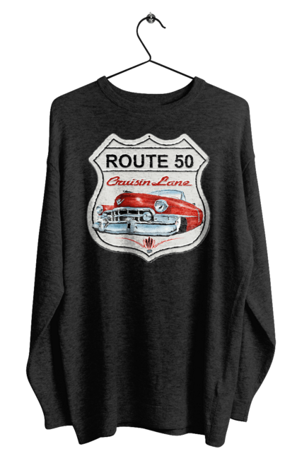 Men`s sweatshirt with prints Route 50. Bike, biker, biker club, bikers club, brother, brutal, dude, hot asphalt, hot horse, hot rod, motorcycle, motorcyclist, real man, road 50, road 66, road 80, roads of america, roads of ukraine, roads we choose, speed, take, thirst for speed. 2070702