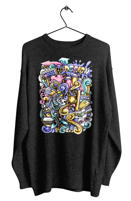 Світшот чоловічий з принтом "Школа навчання". Зошит, калькулятор, канцелярія, навчання, олівець, ручка, школа. 2070702