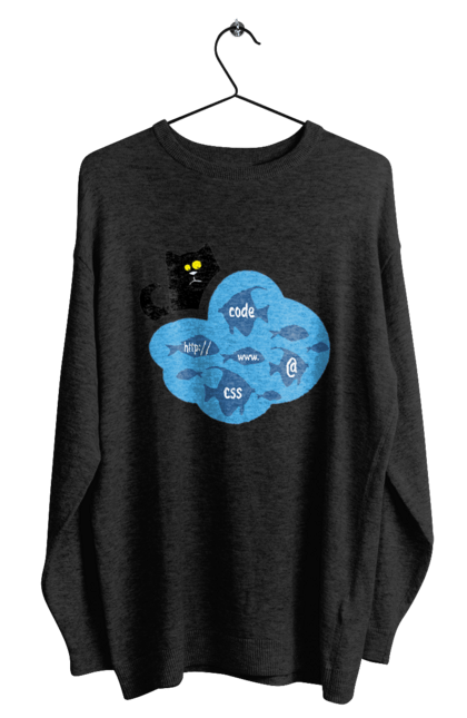 Світшот чоловічий з принтом "Кіт програміст". Angular, c, css, html, it, javascript, jquery, php, python, react, svelt, vue, айтишник, айті, гумор, код, кодувати, прогер, програміст, програмісти, ти ж, ти ж програміст, тиж програміст. 2070702