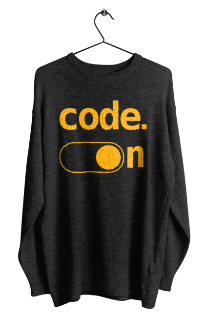 Світшот чоловічий з принтом "Код увімкнено". Айті, айтішник, для айтішника, для програміста, код увімкнено, подарунок айтішнику, подарунок програмісту, програміст, розробник. 2070702