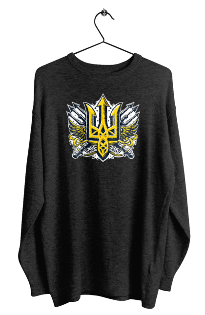 Світшот чоловічий з принтом "Символіка україни". Герб, патріотичні зображення, символіка, тризуб, україна. 2070702