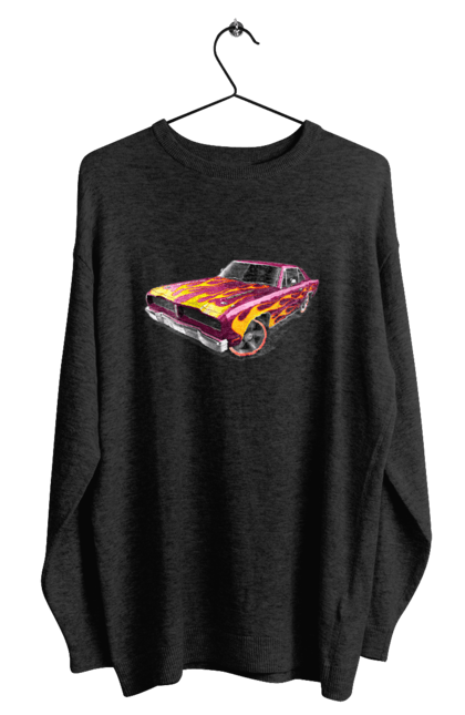 Світшот чоловічий з принтом "Кастом автомобіль". Авто, автомобіль, аерографія, вогонь, кастом, машина, полум я, тюнінг. 2070702