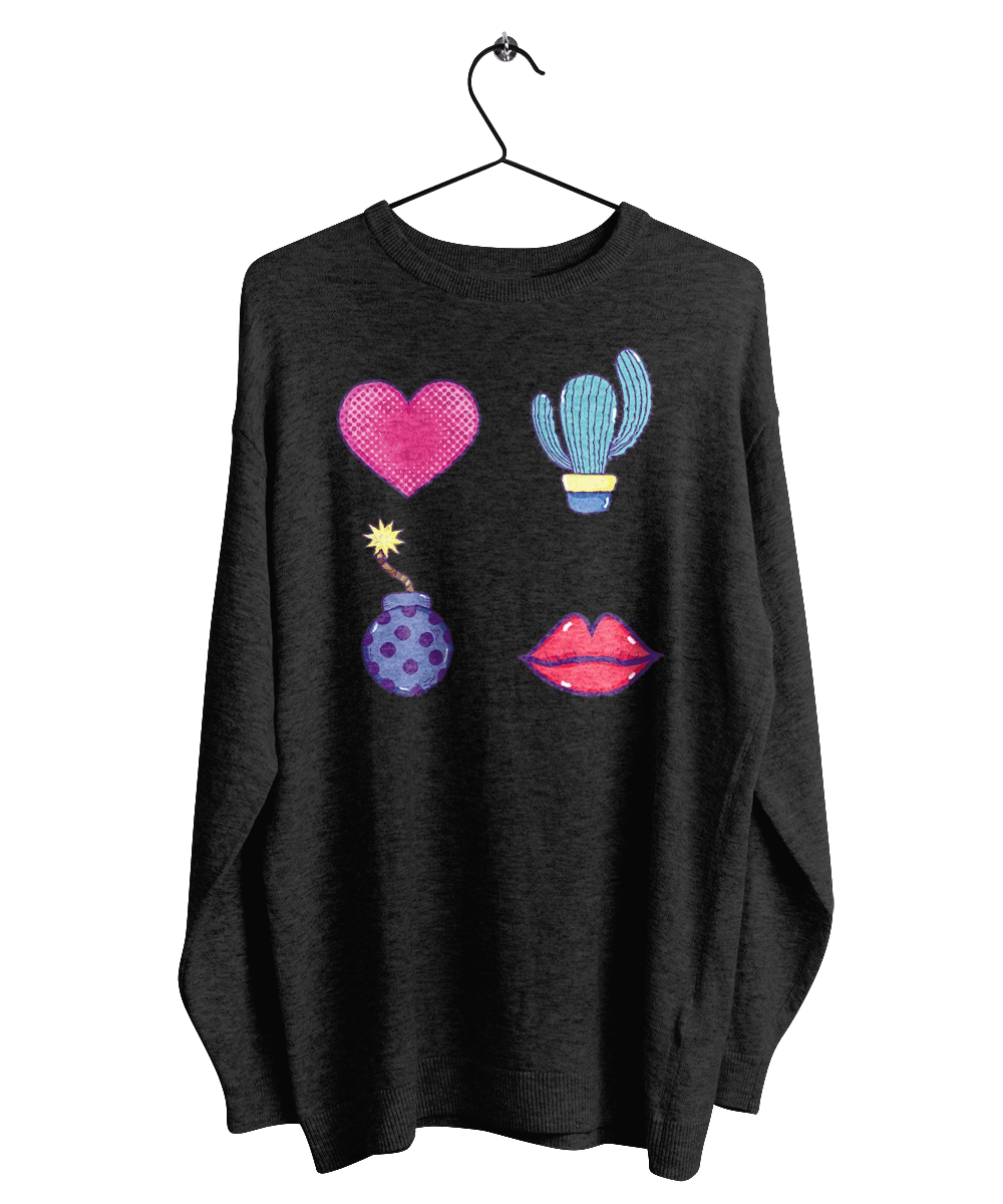 Heart, Cactus, Bomb, Lips