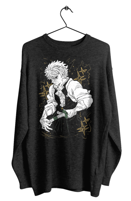 Men's sweatshirt with prints Demon Slayer Sanemi. Anime, demon slayer, kimetsu no yaiba, manga, sanemi, sanemi shinazugawa, serial. 2070702