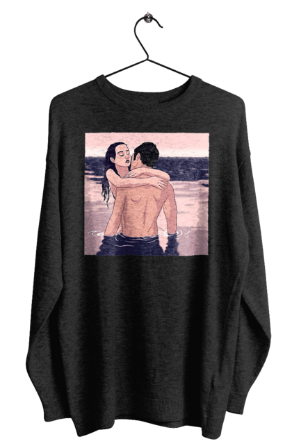 Світшот чоловічий з принтом "Парочка Обнімається В Річці". Голо, кохання, пара. 2070702