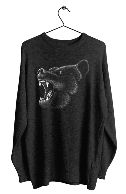 Світшот чоловічий з принтом "Oso 2". Bear, ведмідь, впасти, зуби, тварина, шість. CustomPrint.market