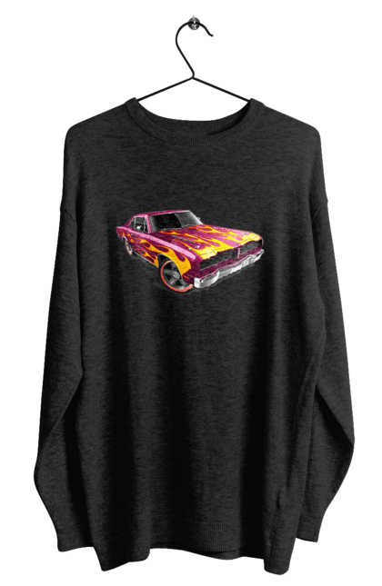 Світшот чоловічий з принтом "Машина вогонь". Їзда, машина, швидкість. 2070702