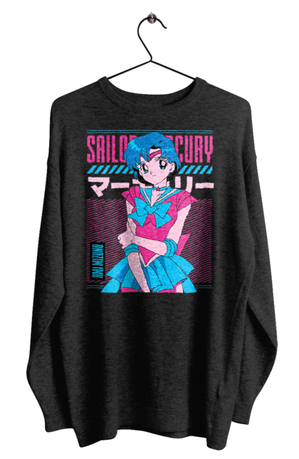 Світшот чоловічий з принтом "Сейлор Мун Меркурій". Ami mizuno, sailor mercury, sailor moon, амі мідзуно, аніме, драма, махо-сьодзьо, сейлор меркурій, сейлор мун, серіал. 2070702