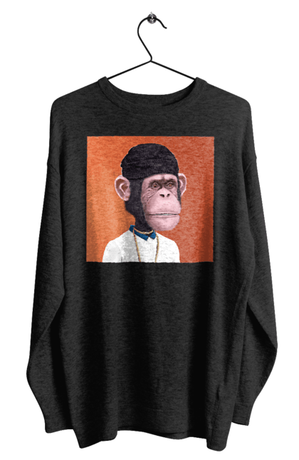 Світшот чоловічий з принтом "Мавпочка 4". Nft, персонаж, принти, ручне малювання, футболки. CustomPrint.market