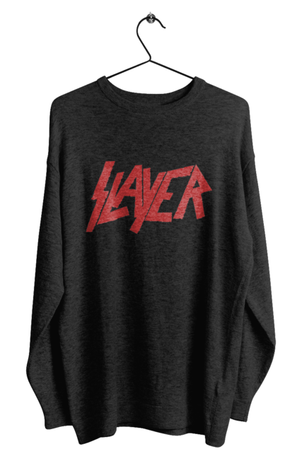 Світшот чоловічий з принтом "Slayer". Slayer, грув метал, група, метал група, музика, ню метал, спід метал, треш метал, череп. 2070702