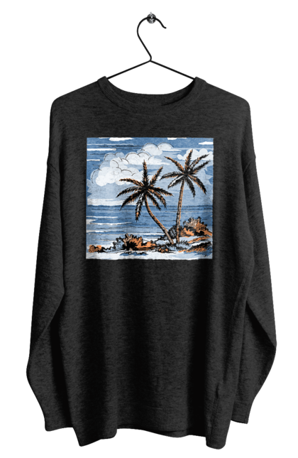 Світшот чоловічий з принтом "Пальми І Небо". Море, небо, пальми, хмари. 2070702