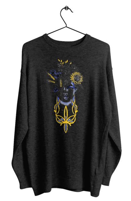 Світшот чоловічий з принтом "Українка". Жінка, соняшник, українка. 2070702