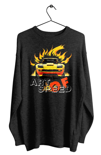 Світшот чоловічий з принтом "Машина у вогні". Автомобіль, вогонь, спортивна машина, спортивний автомобіль, швидкість. 2070702