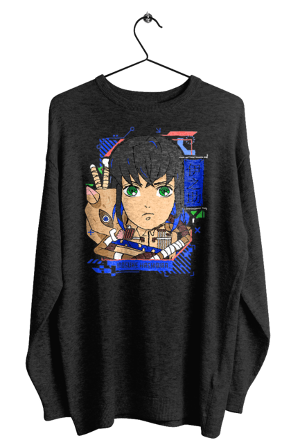 Men's sweatshirt with prints Demon Slayer Inosuke. Anime, demon slayer, inosuke, inosuke hashibira, kimetsu no yaiba, manga. 2070702