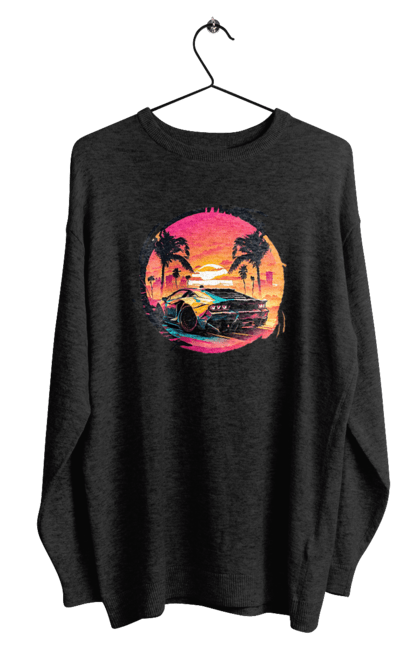 Світшот чоловічий з принтом "Ламборджині Ретровейв". Авто, автомобиль, ламба, ламборджині, машина, машини, ретровейв. 2070702