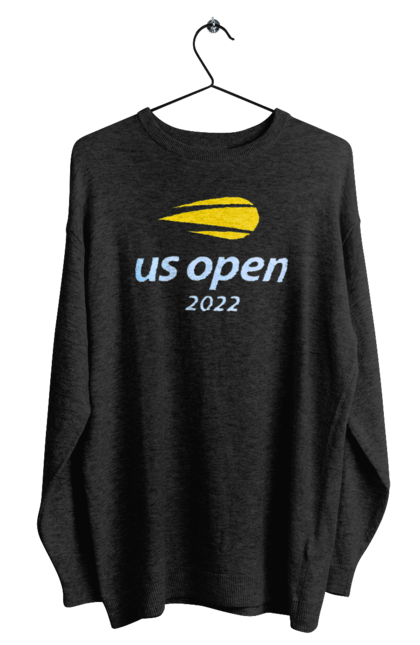 Світшот чоловічий з принтом "Тенісний турнір US Open 2022". Великий теніс, відкритий чемпіонат, гравці, грунт, м`яч, нью йорк, призовий фонд, ракетка, спонсор, турнір на ґрунті, турнірна сітка, хард, чемпіонат америки. CustomPrint.market