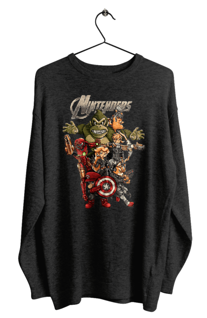 Світшот чоловічий з принтом "Герої Nintendo". Animal crossing, donkey kong, kirby, legend of zelda, nintendo, pokemon, герої з ігор, луїджі, маріо, мультики, принцеса піч. 2070702