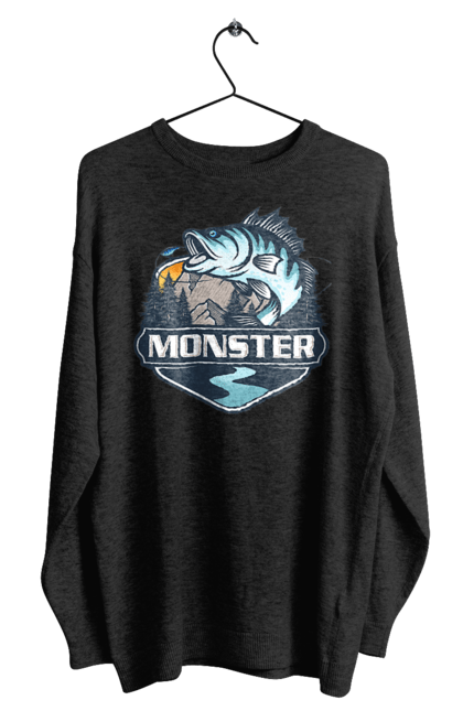 Світшот чоловічий з принтом "Рибалка". Монстер, рибак, рибалка, хоббі. 2070702