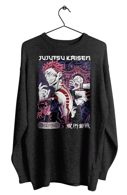 Світшот чоловічий з принтом "Магічна битва Сукуна". Anime, jujutsu kaisen, manga, sukuna, аніме, магічна битва, манга, містика, сукуна, темне фентезі. 2070702