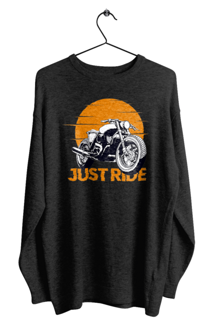 Світшот чоловічий з принтом "Мотоцикл, Просто Їдь". Дорога, їзда, мотоцикл. 2070702