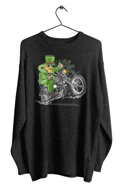 Світшот чоловічий з принтом "Патрік На Мотоциклі". Мотоцикл, патрик, свято. 2070702