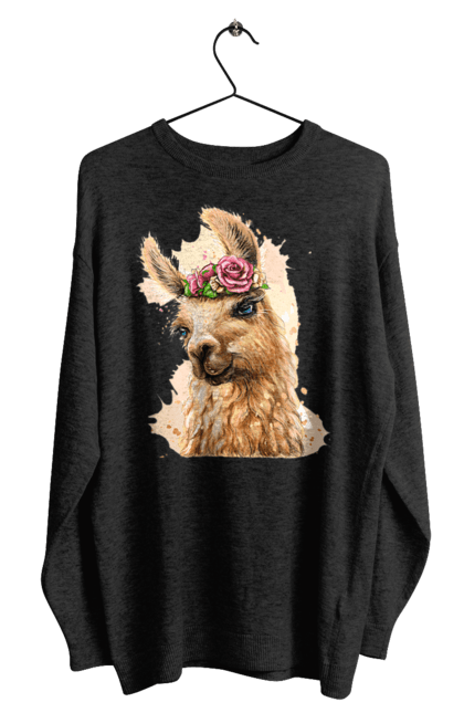 Світшот чоловічий з принтом "Лама Портрет". Лама, портрет, тварина. 2070702