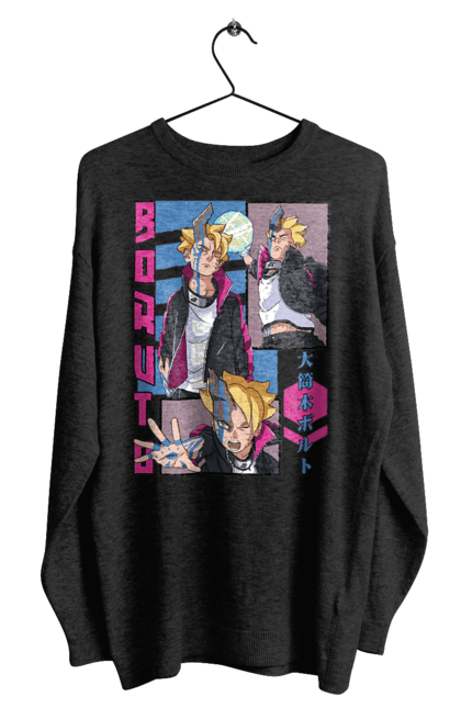 Men's sweatshirt with prints Boruto. Anime, boruto, enemies, manga, neon, tv series. 2070702