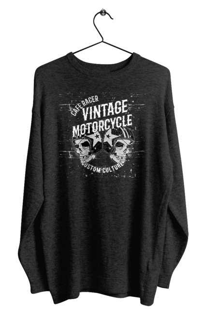 Світшот чоловічий з принтом "мото вантажу". Вінтаж, мото, череп, шолом. 2070702