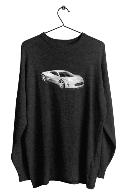 Світшот чоловічий з принтом "Авто.1". Авто, графіка, спортивне авто, фото, чорно-біле зображення. 2070702