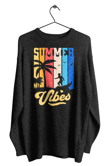 Світшот чоловічий з принтом "Пляжні літні флюїди". Відпочинок, відпустка, літо, море, пляж, серфінг, тропіки. 2070702