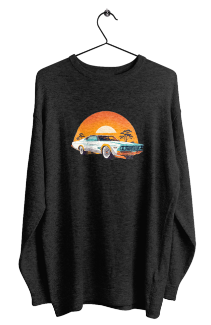 Світшот чоловічий з принтом "Гарне авто на закаті". Авто, закат, солнце. 2070702