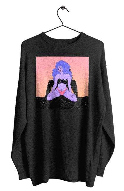 Світшот чоловічий з принтом "Фіолетова Дівчина В Трусиках". Інопланетянка, у трусах. 2070702