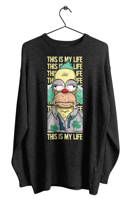 Men's sweatshirt with prints THIS IS MY LIFE KRUSTY plus. Clown, krusty, krusty the clown, simpsons. 2070702