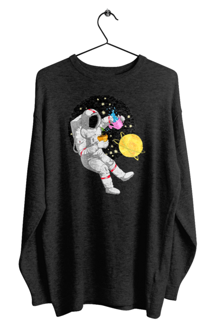 Світшот чоловічий з принтом "Космонавт у космосі поливає квіти". Агроном, квітка, космонавт, космос, планета. futbolka.stylus.ua