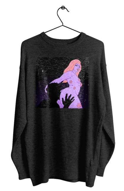 Світшот чоловічий з принтом "Фіолетова Дівчина". Дівчина, тіло. 2070702