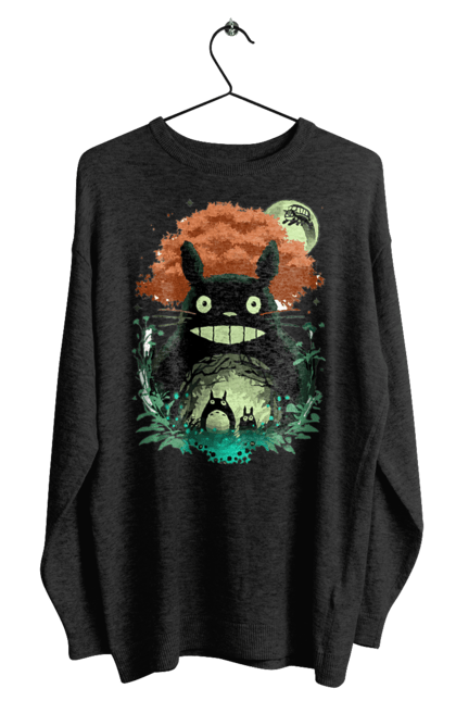 Men's sweatshirt with prints Totoro. Adventures, anime, comedy drama, fantasy, film, my neighbor totoro, tv series. 2070702