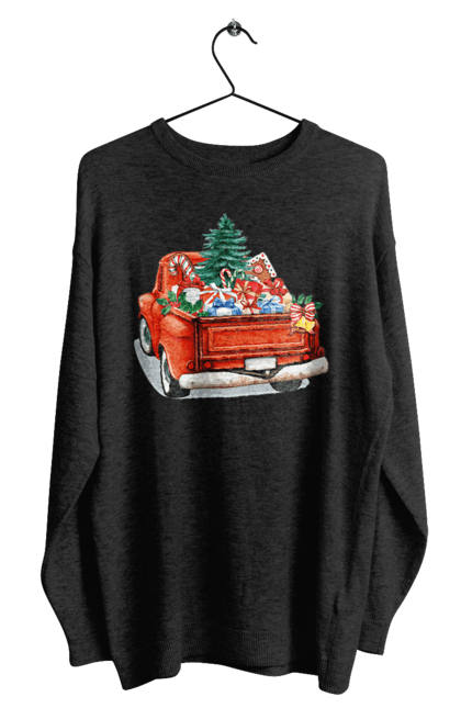 Світшот чоловічий з принтом "Авто з подарунками". Автомобіль, новий рік, подарунки, різдво, санта, ялинка. 2070702