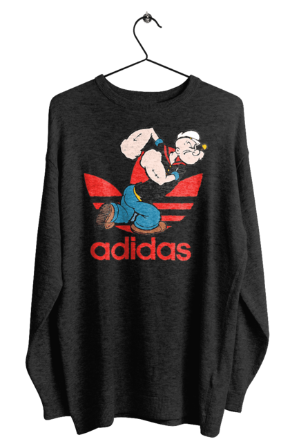 Світшот чоловічий з принтом "Adidas Моряк Попай". Adidas, popeye the sailor, адідас, комікс, моряк, мультфільм, серіал, трубка. 2070702