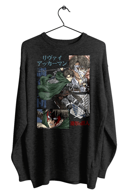 Men's sweatshirt with prints Attack on Titan Levi. Ackerman, anime, attack on titan, levi, manga, shingeki no kyojin, survey corps. 2070702