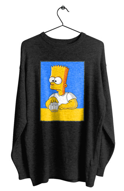 Світшот чоловічий з принтом "Барт любитель пива". Барт, барт сімпсон, мультперсонажі, мультфільми, сімпсони, український прапор. 2070702